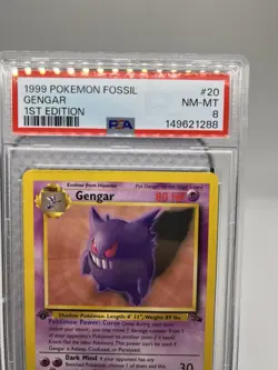 1999 Pokemon Fossil #20 Gengar 1st Edition PSA 8 Non-Holo 20/62 NM-MT - Image 2