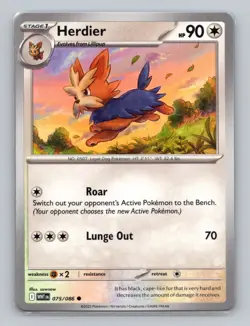 Herdier 075/086 Common White Flare WHT EN Pokemon Scarlet & Violet TCG - Image 1