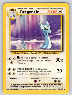 Dragonair 18/102 Rare Base Set Unlimited Pokemon Lightly Played - Image 1
