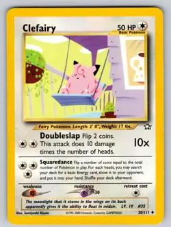 Clefairy 30/111 Unlimited Uncommon Neo Genesis Pokemon Lightly Played - Image 1