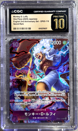 One Piece TCG JPN Monkey D. Luffy SCR CGC 10 Pristine 2nd Anv. Set OP05-119 2025 - Image 1