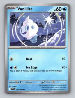 Vanillite 027/086 Common White Flare WHT EN Pokemon Scarlet & Violet TCG - Image 1
