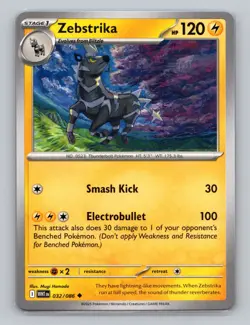 Zebstrika 032/086 Uncommon White Flare WHT EN Pokemon Scarlet & Violet TCG - Image 1