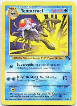 Pokemon TCG Tentacruel Unlimited Uncommon Fossil 44/62 LP - Image 1