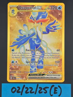 Pokemon Holo Full Art Gold Quaquaval EX 273/193 Paldea Evolved NM/M - Image 1