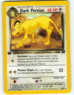 Dark Persian - 1st Edition - 42/82 Team Rocket - WOTC - Pokemon TCG - 2000 - Image 1