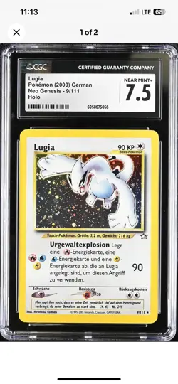 CGC 7.5 Lugia 2000 Neo Genesis 9/111 Holo Pokemon Card - Image 1