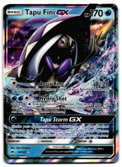 Tapu Fini GX 39/147 - Burning Shadows Rare GX Pokemon TCG Holo - LP Card - Image 1