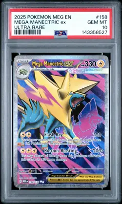 2025 Pokemon Meg En-Mega Evolution #158 Mega Manectric Ex Ultra Rare PSA 10 - Image 1