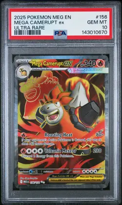2025 Pokemon Meg En-Mega Evolution #156 Mega Camerupt Ex Ultra Rare PSA 10 - Image 1