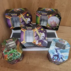 Job Lot of Empty TCG Pokemon Tins X5 Shiny Vault Rayquaza - Image 1