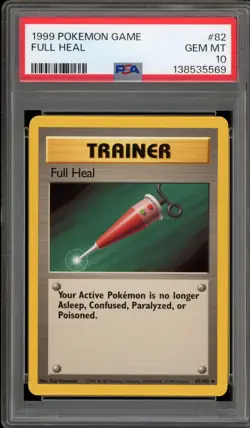 Pokemon Full Heal Base Set Unlimited #82 PSA 10 Gem Mint - Image 1