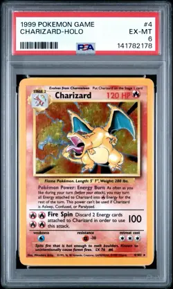 Charizard Holo Rare Base Set #4 1999 PSA 6 Pokemon TCG Stage 2 English 6+ - Image 1