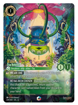 Disney Lorcana Wilds Unknown Alien True Believer Enchanted 229/204 - Image 1