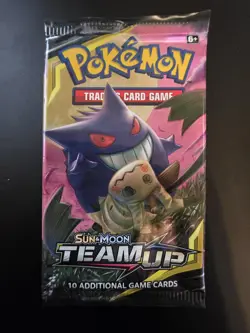 Pokemon TCG Sun & Moon Team Up EMPTY Booster Pack - NO CARDS - Gengar Mimikyu - Image 1