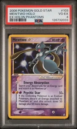 Pokemon Mewtwo Gold Star EX Holon Phantoms #103 PSA 4 - Image 1