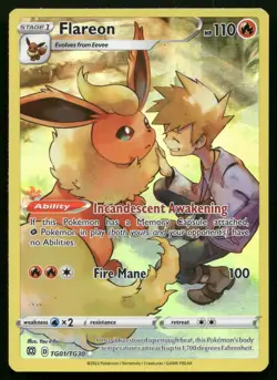 Flareon TG01/TG30 Brilliant Stars Trainer Gallery BRS Holo Pokemon NM - Image 1