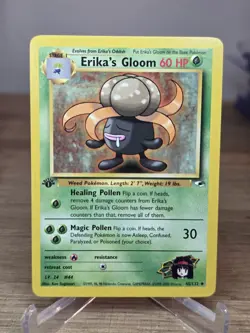 1st edition Erika's Gloom 45/132 Gym Heroes Uncommon WOTC Pokemon Card - Image 3