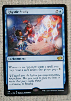 MAGIC THE GATHERING MTG JUMPSTART 2022 RARE RHYSTIC STUDY - Image 1
