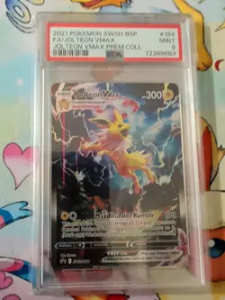 Pokemon 2021 SWSH184 Black Star Promo Jolteon VMAX Full Art PSA 9 Mint - Image 1