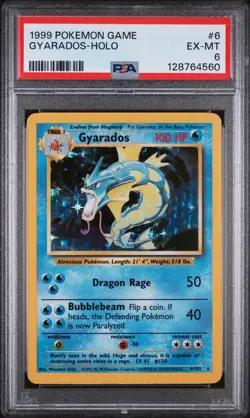 1999 POKEMON BASE SET UNLIMITED #6 GYARADOS-HOLO PSA 6 - Image 1