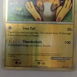 Pokemon Raichu 10/123 Heartgold & Soulsilver Reverse Holo Light Played - Image 5