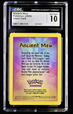 Pokemon League The Movie 2000 WOTC Promo Ancient Mew Insert CGC 10 Gem Mint ✨✨ - Image 1