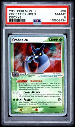 2005 Pokemon Crobat ex 96/107 Deoxys Holo PSA 8 - Image 1