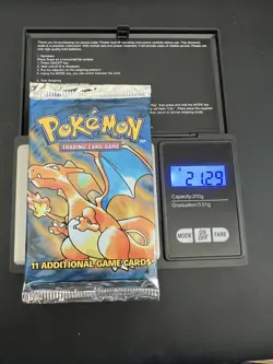 Pokemon Base Set Booster Pack SEALED - Unlimited Charizard - 21.29g HEAVY ! Pack - Image 1