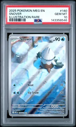 2025 Pokemon Meg En-Mega Evolution #140 Snover Illustration Rare PSA 10 - Image 1