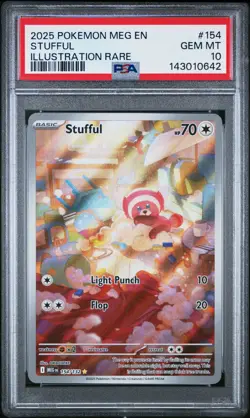 2025 Pokemon Meg En-Mega Evolution #154 Stufful Illustration Rare PSA 10 - Image 1