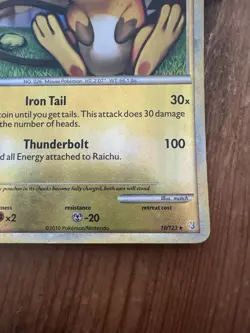 Pokemon TCG Raichu Heartgold Soulsilver reverse Holo Card 10/123 - Image 2
