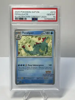 2025 POKEMON SVP ILLUSTRATION CONTEST 2024 PROMO #213 FERALIGATR PSA 10 - Image 1