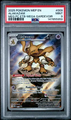 2025 POKEMON MEP EN-ME BLACK STAR PROMO #009 ALAKAZAM PSA 9 - Image 1