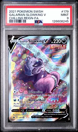 2021 POKEMON SWORD & SHIELD CHILLING REIGN FULL ART/GALARIAN SLOWKING V PSA 9 - Image 1