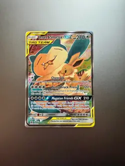 Pokemon Eevee & Snorlax GX TAG TEAM SM169 Full Art Holo Promo - Image 1
