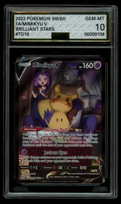 2022 AGS 10 Pokemon Sword & Shield Series Brilliant Stars TG16 Mimikyu V - Image 1
