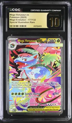 2025 POKEMON MEGA EVOLUTION #177/132 MEGA VENUSAUR EX CGC 10 PRISTINE - Image 1