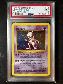 Mewtwo - Pokemon 1999 Shadowless Base set Holo 10/102 - PSA 9 MINT - Image 1