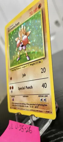 Hitmonchan 7/102 Base Set Pokemon Card RARE Holo - Image 4