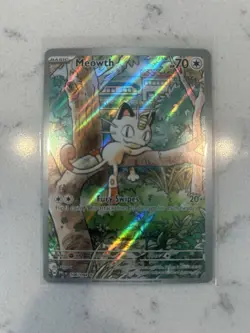 Pokemon Meowth 106/094 Phantasmal Flames Illustration Card FULL ART - Image 1