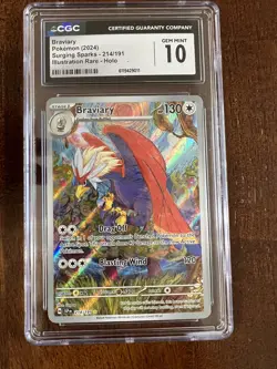 Pokemon TCG Braviary Illustration Rare Card 214/191 Surging Sparks CGC 10 - Image 1