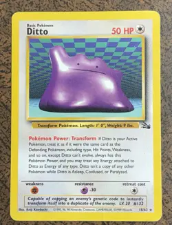 Ditto 18/62 Fossil Rare Pokemon Card. - Image 1