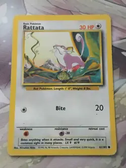 Rattata Base Set 61/102 Pokemon Card HP - Image 1