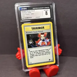 Pokemon Rocket's Sneak Attack Team Rocket CGC 8 2000 Holo Rare Card 16/82 - Image 1