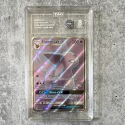 Espeon GX Full Art Ultra Rare Holo Sun & Moon 140/149 TAG Graded 8 Pokemon TCG - Image 1