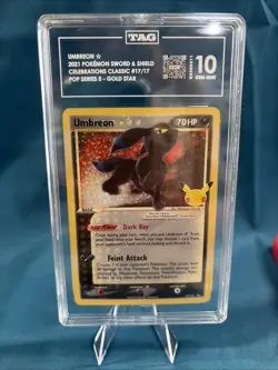 2021 POKEMON CELEBRATIONS CLASSIC COLLECTION #17 UMBREON-GOLD STAR TAG 10 - Image 1