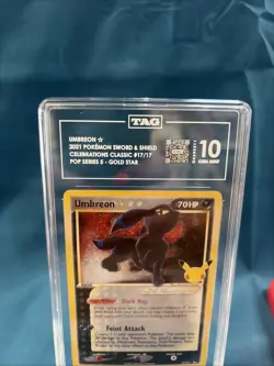 2021 POKEMON CELEBRATIONS CLASSIC COLLECTION #17 UMBREON-GOLD STAR TAG 10 - Image 2