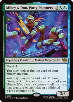 x1 Mikey & Don, Party Planners - Foil R MTG Teenage Mutant Ninja Turtles M/NM, E - Image 1
