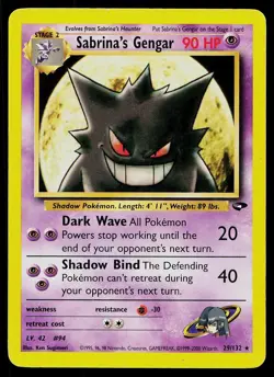 Pokemon Card Gym Challenge Sabrina's Gengar 29/132 Unlimited Rare - Image 1